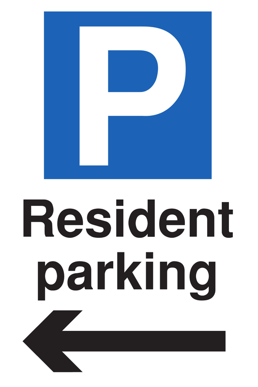Resident Parking Arrow Left traffic sign