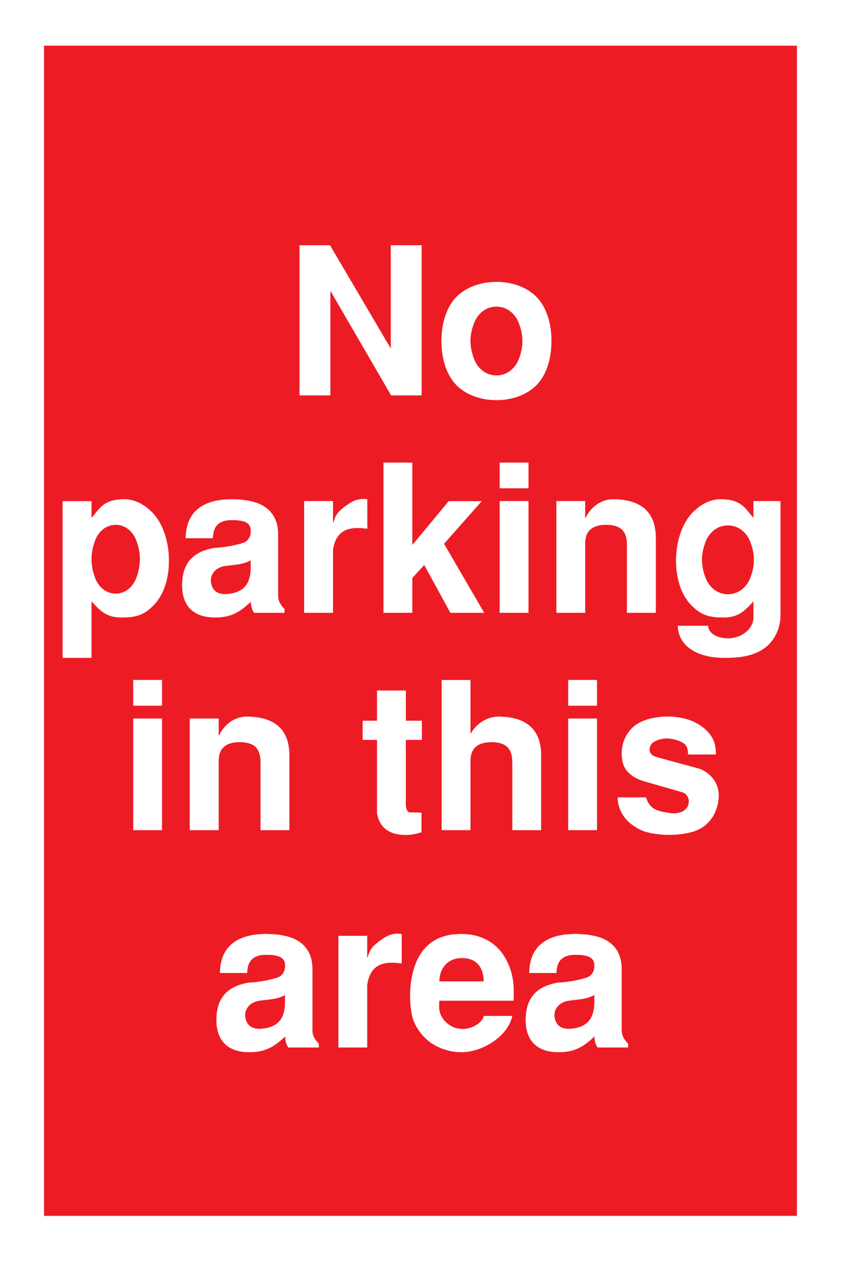 No Parking In This Area traffic sign