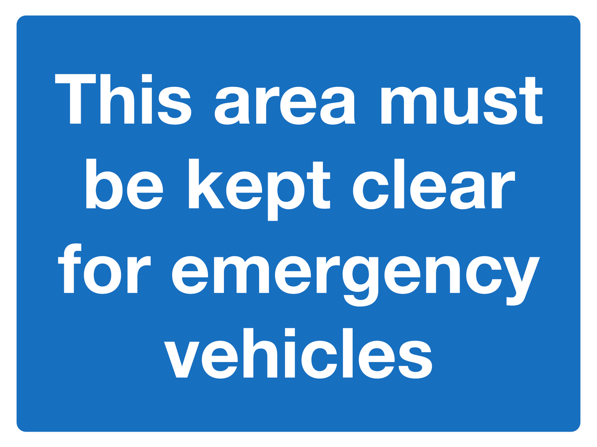 This Area Must Be Kept Clear For Emergency Vehicles traffic sign