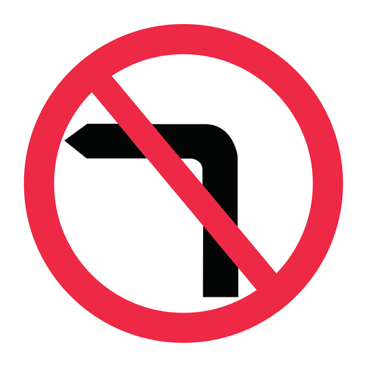 No Left Turn traffic sign